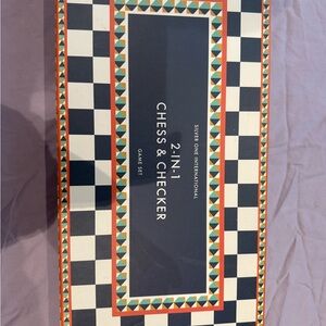 2-in-1 Chess & Checker Set - Black and White